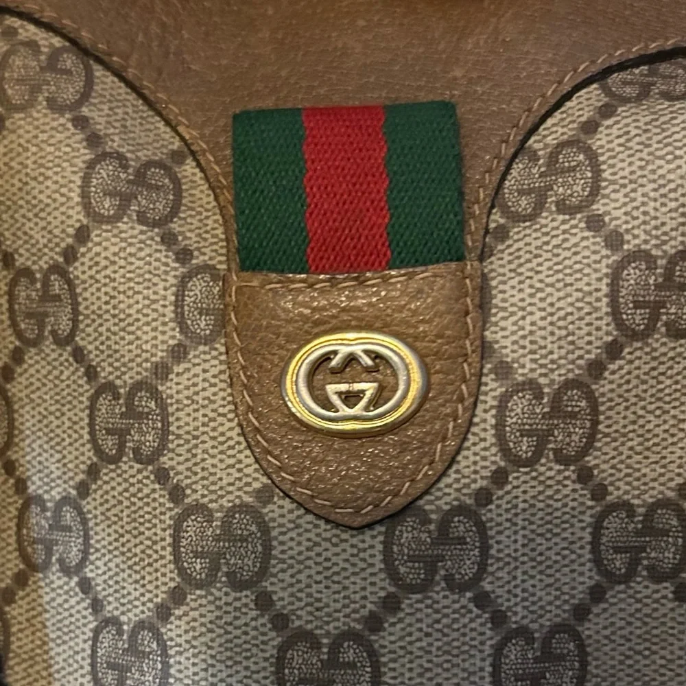 Gucci Authentic Vintage GG Logo Canvas Sherry Line Boston Doctor Bag